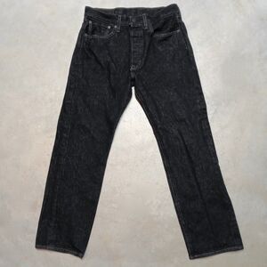 Levi's 501 Jeans Fits 30x29 Black Denim Button Fly Regular Straight Dark Wash